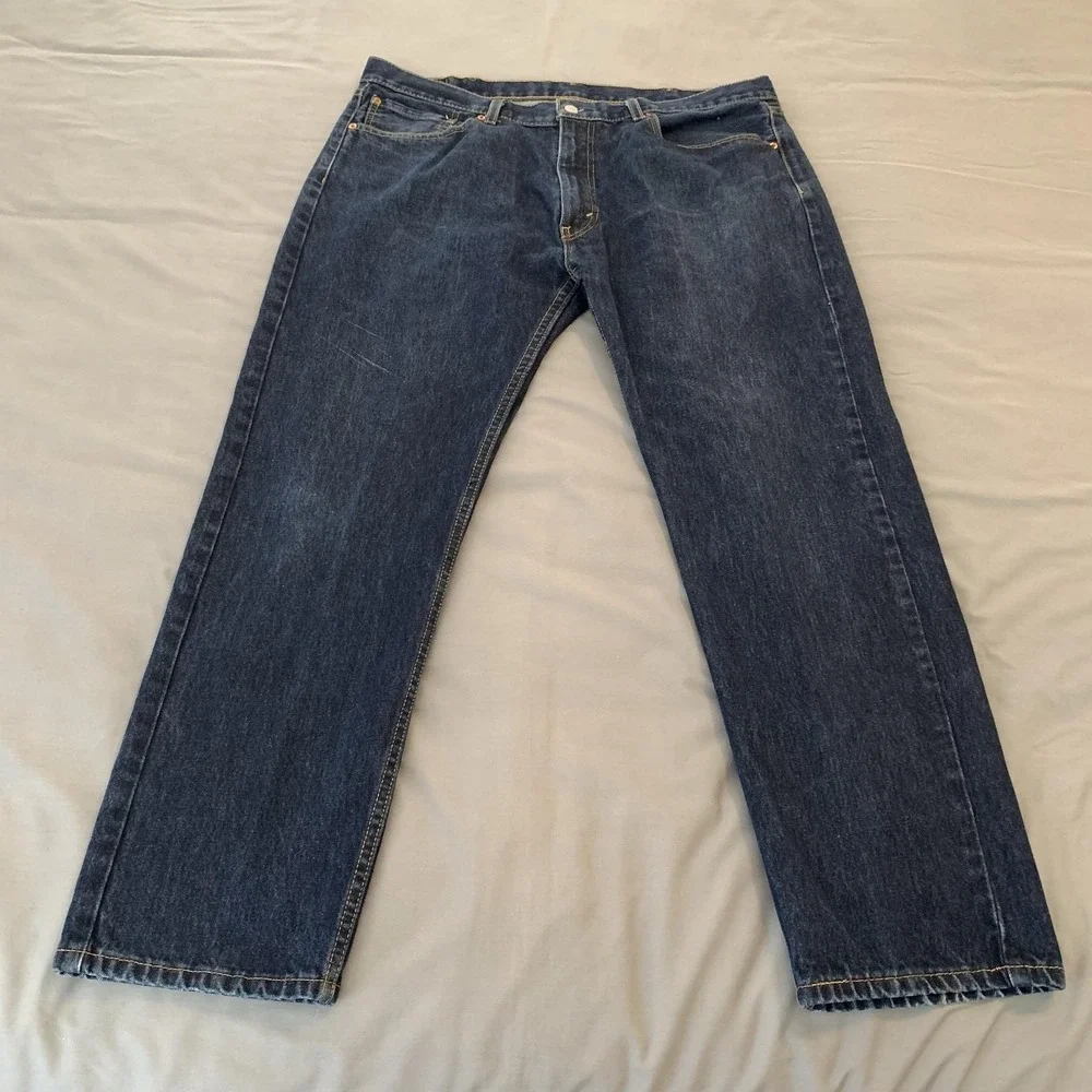 Levis‎ 505 Jeans Mens 40x30 Blue Dark Wash Regular Straight Leg Denim Pants